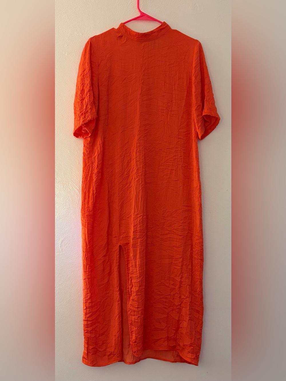 Bright Orange Button Neck Maxi Dress